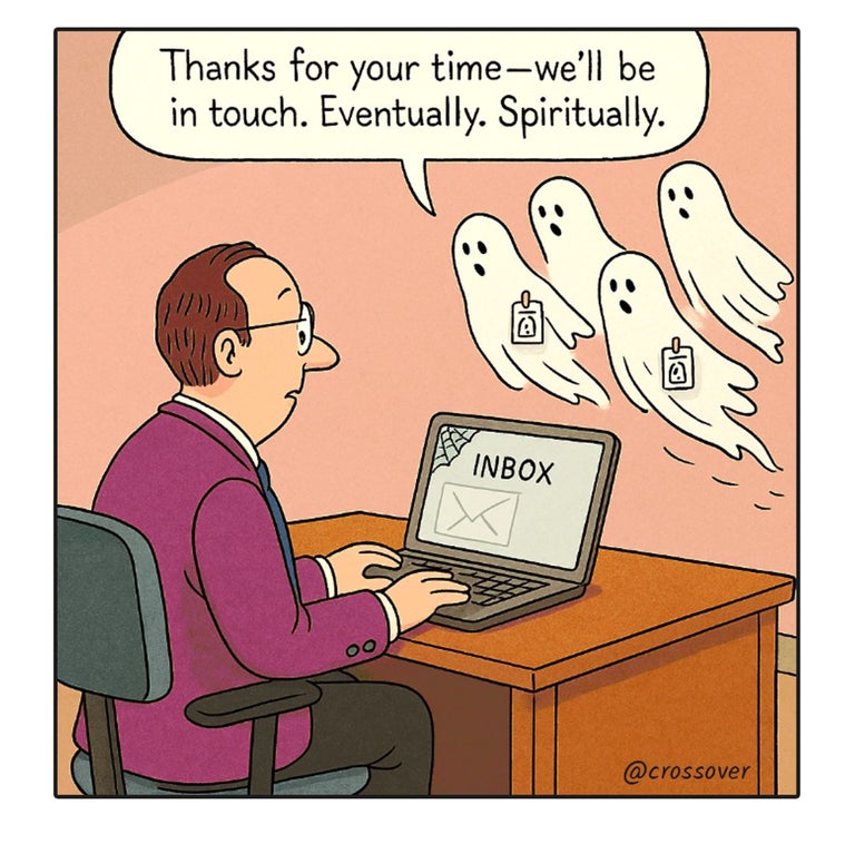 @crossover remote work comics and cartoons #24: Ghost jobs. 