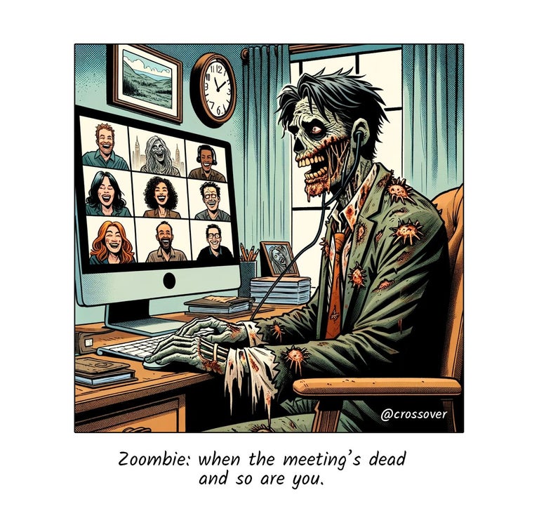 @crossover remote work comics and cartoons #1: Zoom meetings