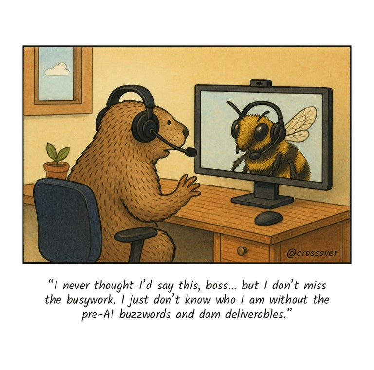 @crossover remote work comics and cartoons #44: Ai redefining your work.