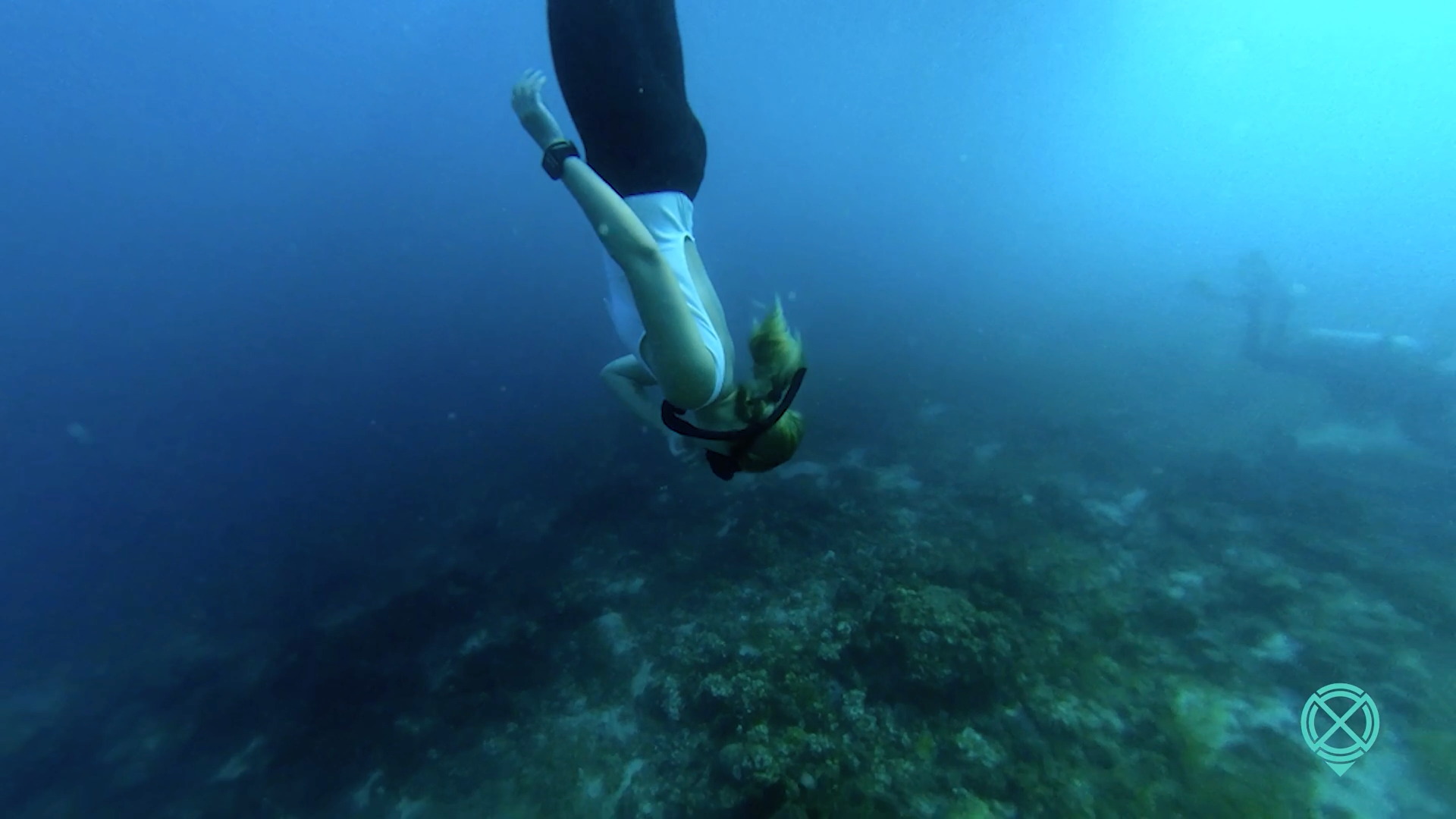 Junette freediving on her days off in the ocean 30 minutes from her home.