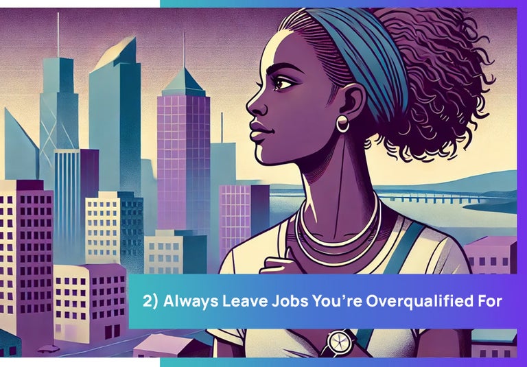 A Nigerian woman leaves her job as she looks over the city. She is overqualified.