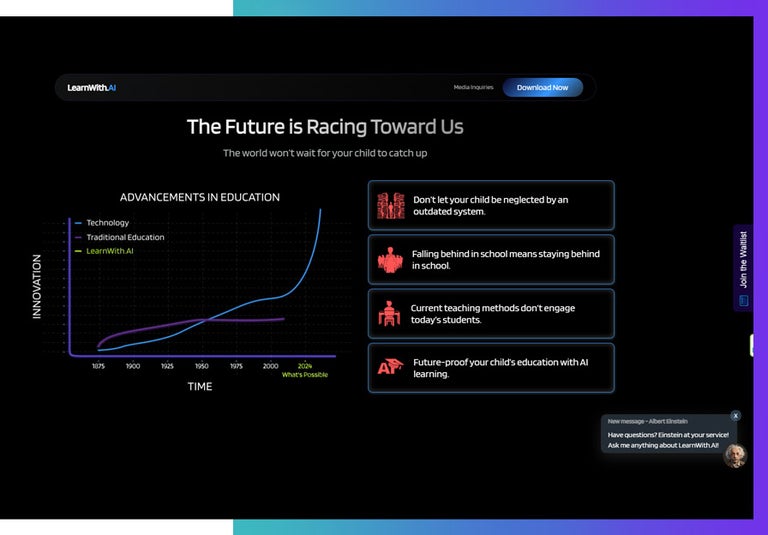 A screenshot of learnwith.ai a learning platform that uses AI in education. 