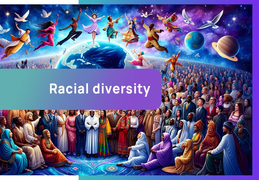 An image showing many types of race and racial diversity in the world: DEI