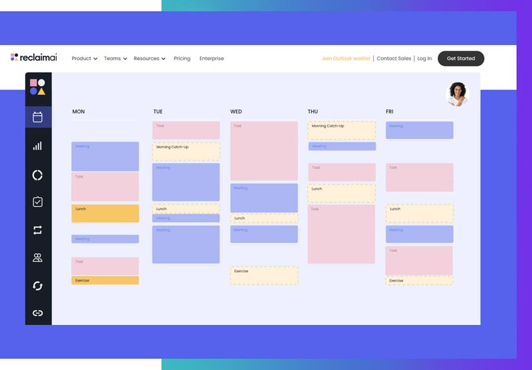 A screenshot of Reclaim.ai the Ai scheduling tool. 