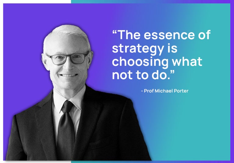 Professor Michael Porter Quote: the essence of strategy is choosing what not to do.