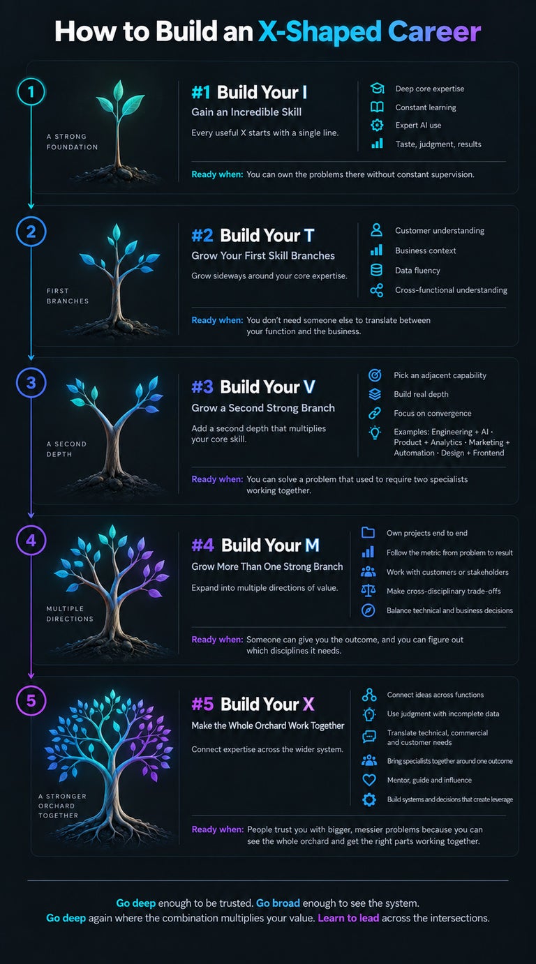 How to build an x shaped career infographic.