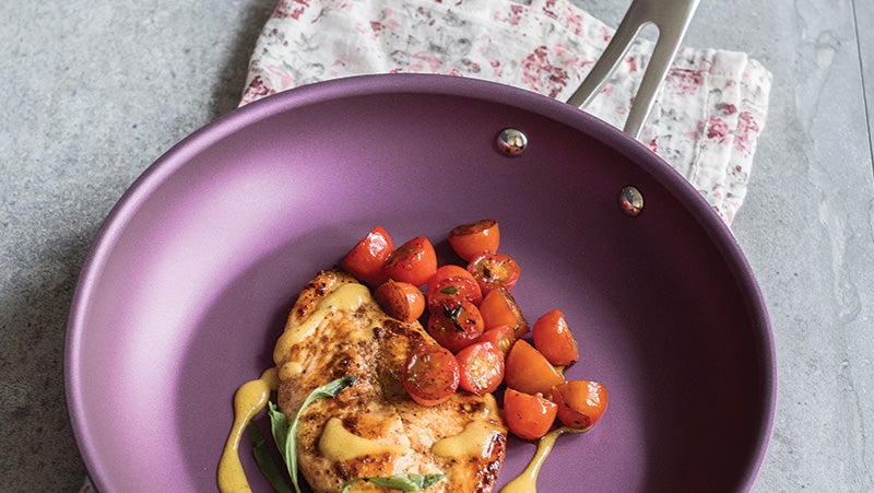 Purple nonstick frying pan coated with PPG Eclipse