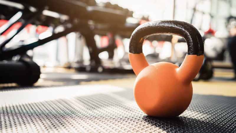 Colored kettle bells protected by PPG industrial coatings