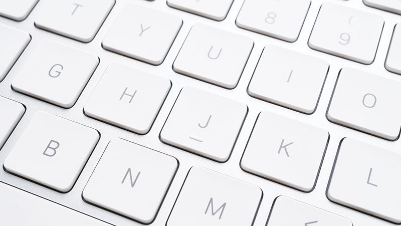 White keyboard close-up front view