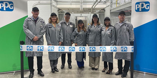 Ribbon-cutting ceremony at PPG's powder production plant in Brazil, Indiana