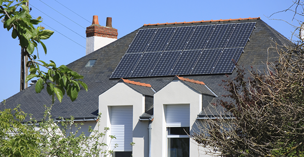 Solar panels on house rooftop