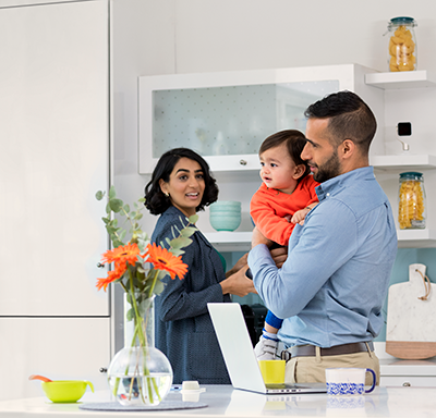 Family in a kitchen