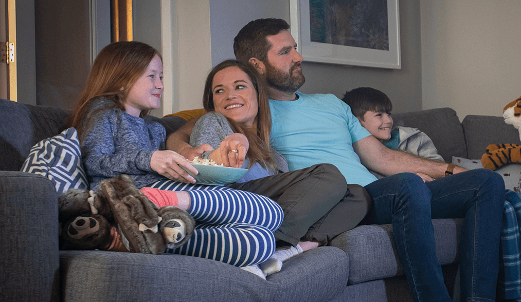 Family on couch