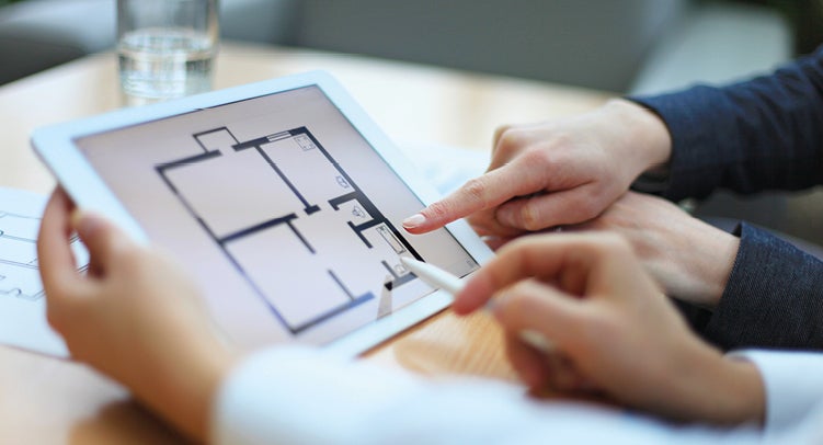 Tablet with floor plans