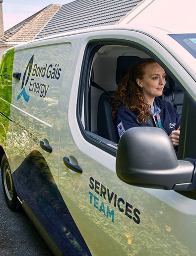 Service engineer in service van