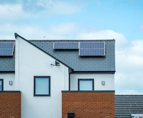 House with solar rooftop panels