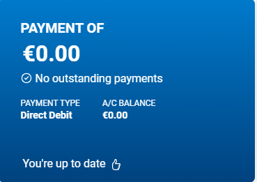 Payment Tile on Online Account Dashboard for Direct Debit Customer