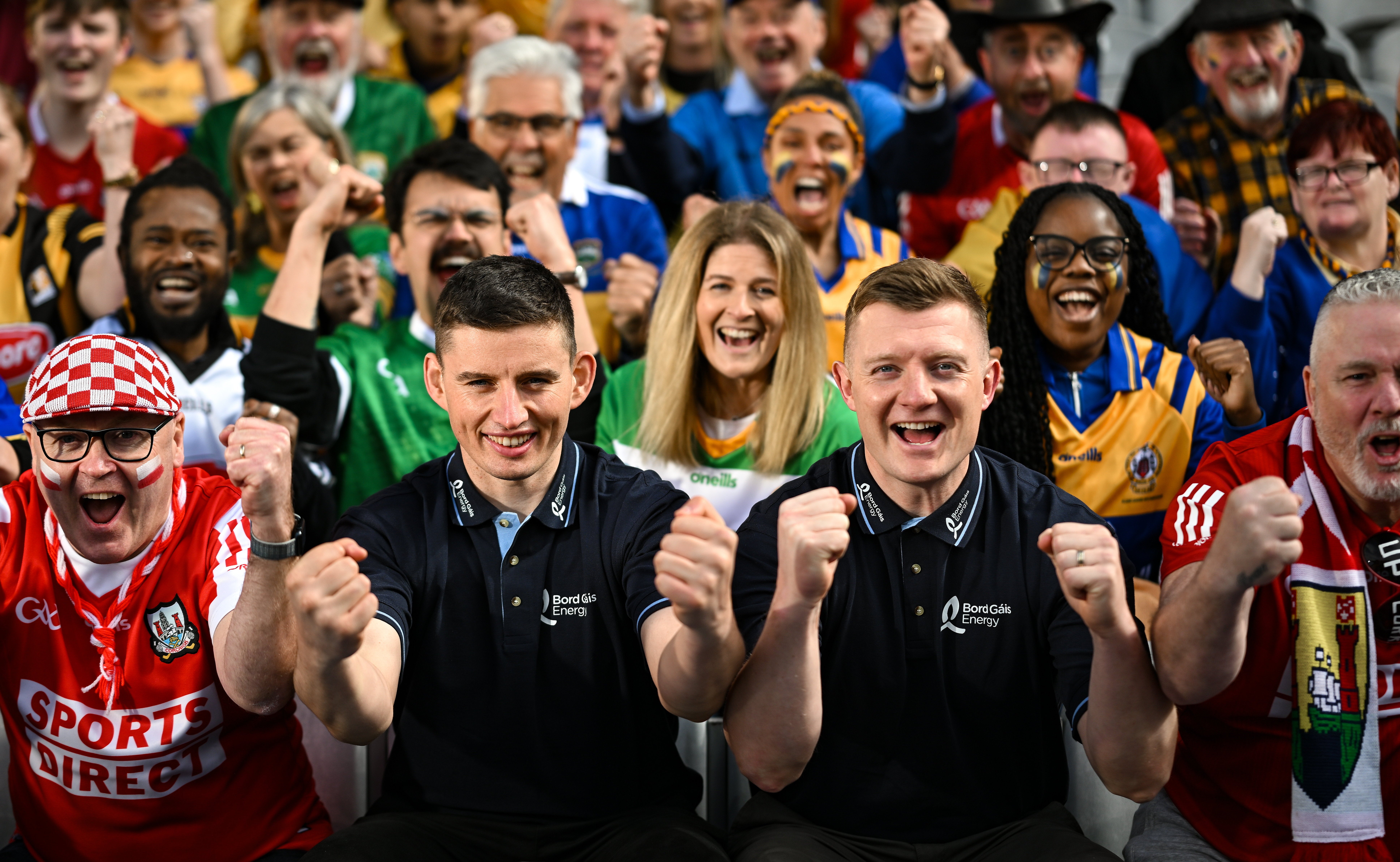 Gearoid Hegarty and Joe Canning with GAA fans