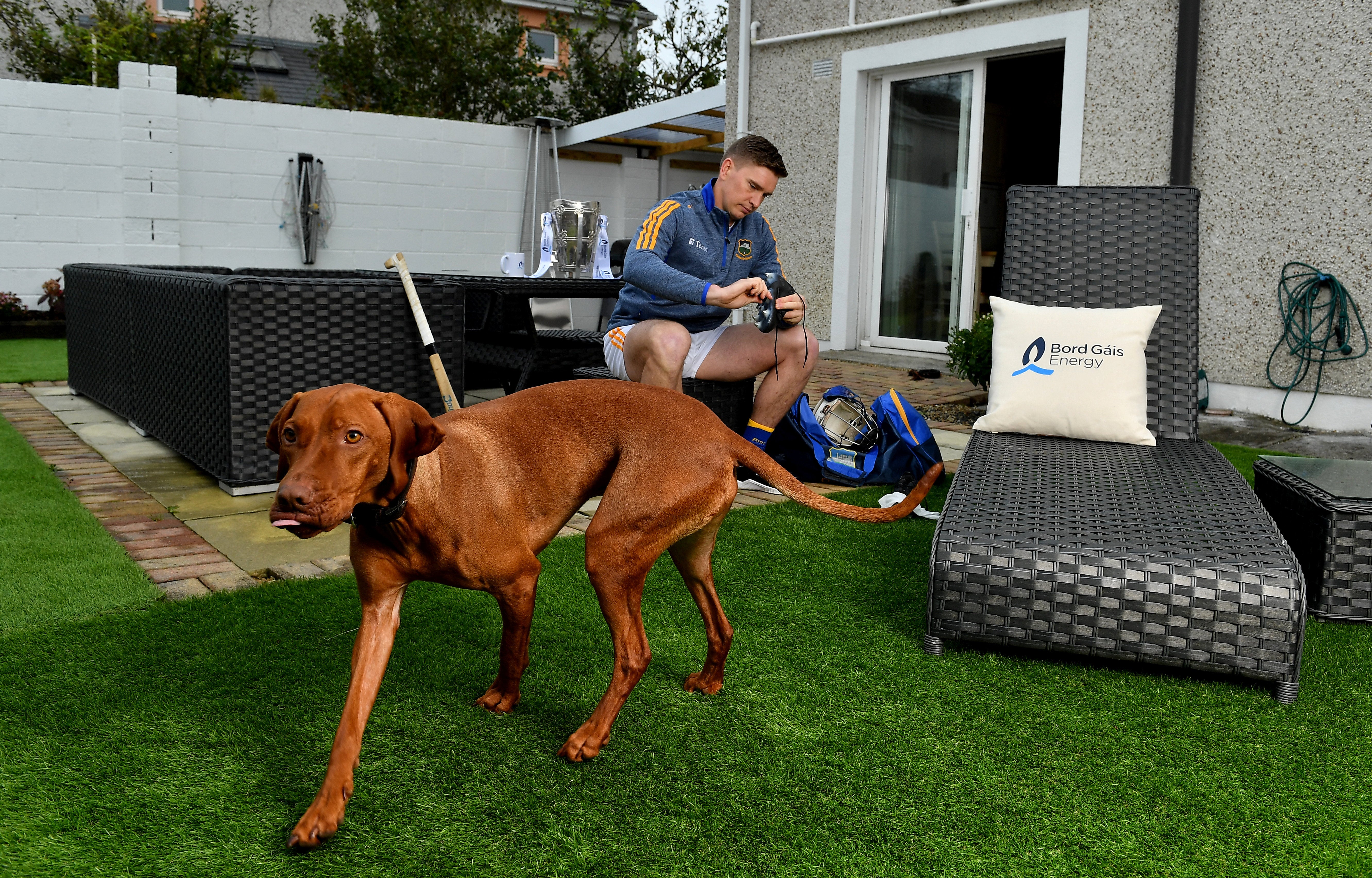 Hurler with dog