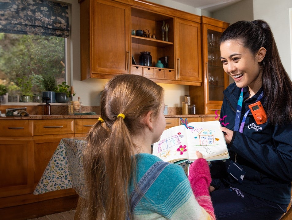 Service engineer with little girl