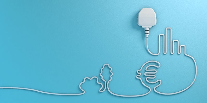 Plug cord creating picture for business