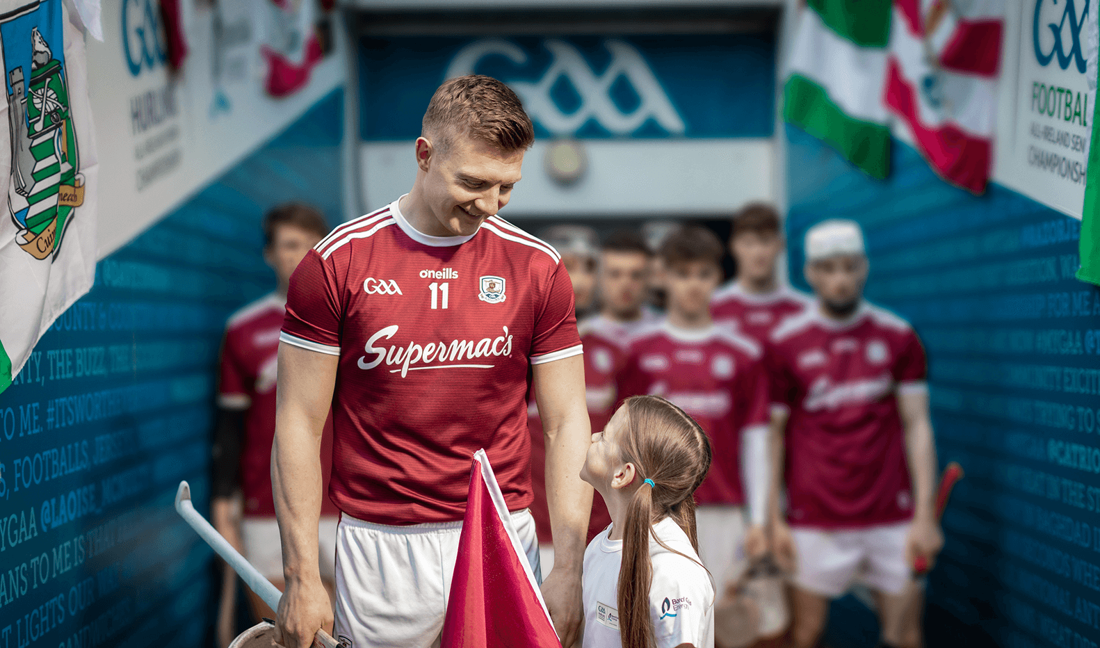 Joe Canning and flag bearer
