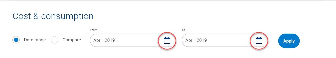Calendar button in date range picker