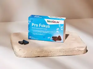 Blaue Produktverpackung Pro Fokus.