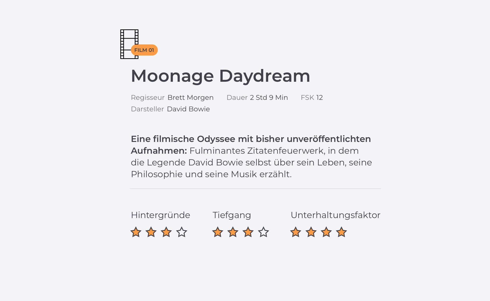 Infografik zur Dokumentation Moonage Dreamday