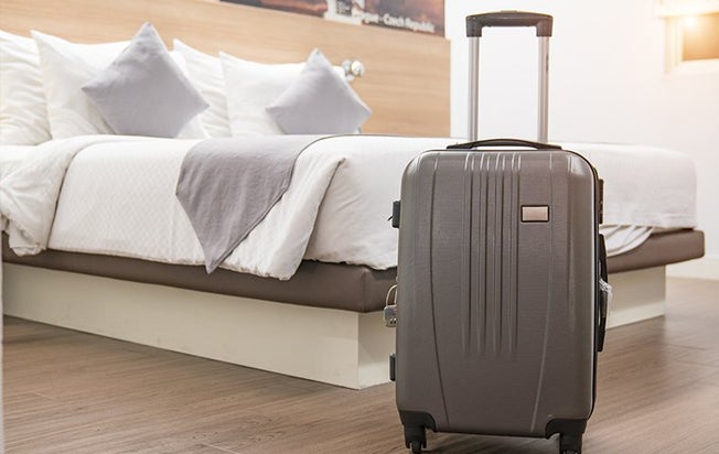 luggage in a hotel room