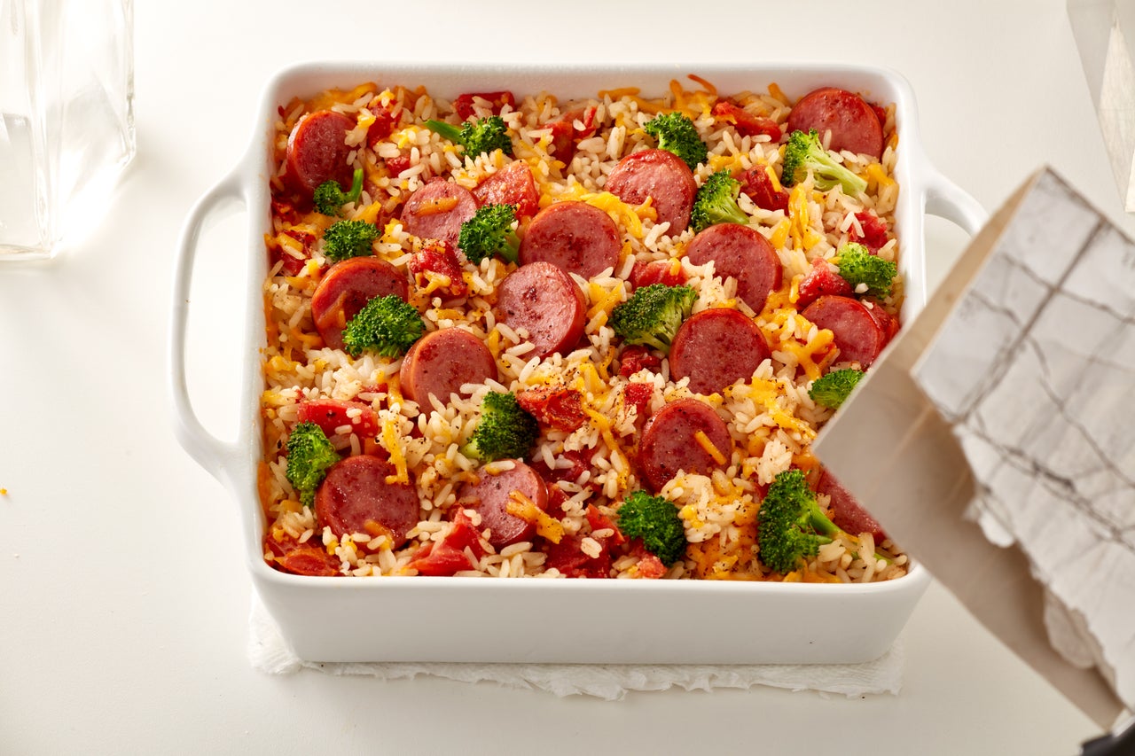Smoked Sausage Rice & Veggie Bake