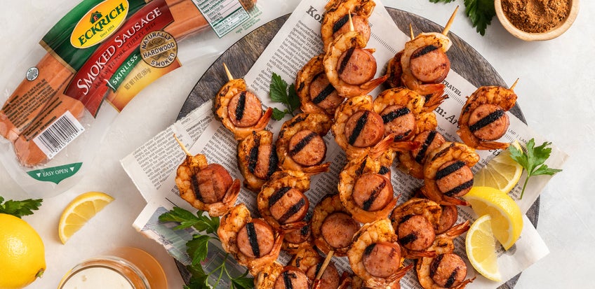 Grilled Cajun Shrimp and Sausage Skewers