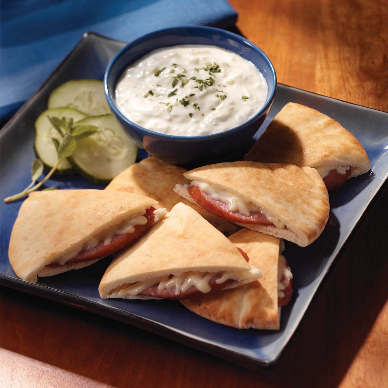 Smoked Sausage-Pita Wedges