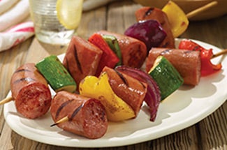 Grilled Kabobs with Smoked Sausage and Veggies