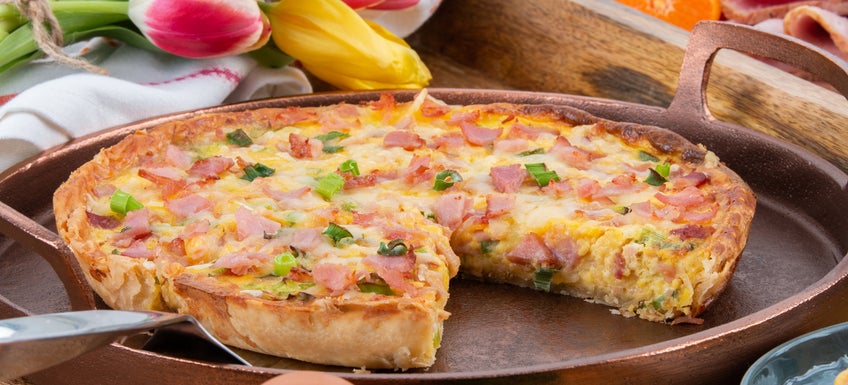 Breakfast Tart with Honey Ham and Green Onions