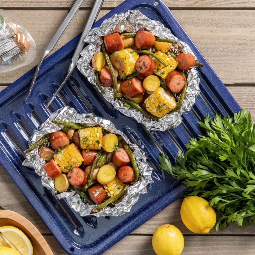 Foil-Pack Sausage and Summer Veggies