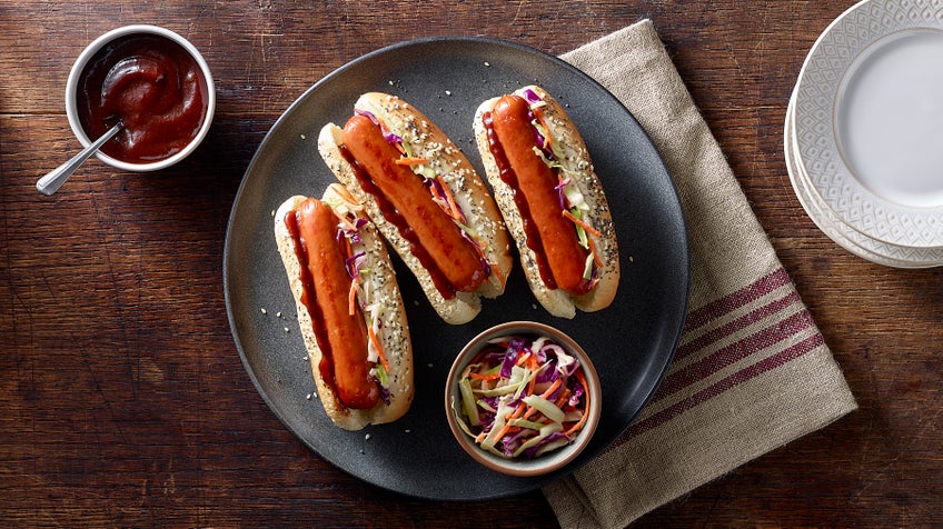 BBQ Coleslaw Topped Smoked Sausage