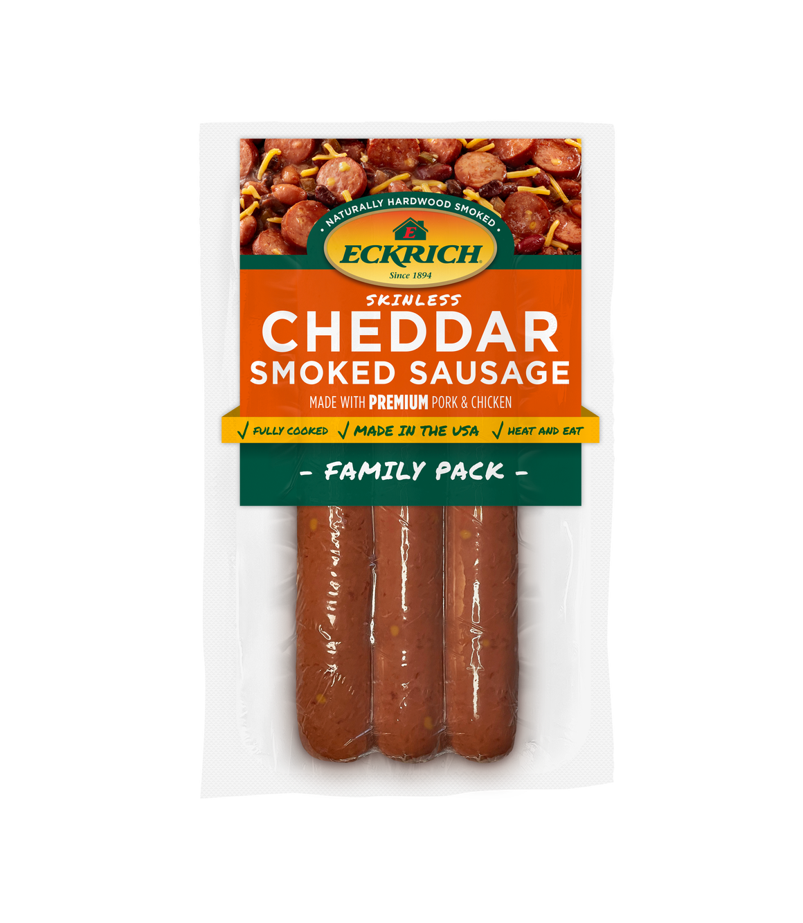 Cheddar Skinless Smoked Sausage Family Pack