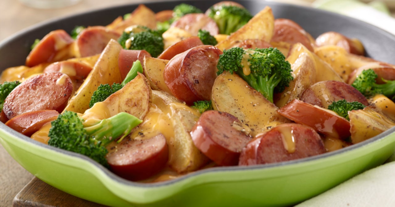 Potato, Broccoli & Smoked Sausage Skillet