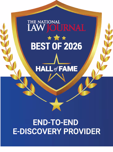 Best End-to-End eDiscovery Provider, Hall of Fame (2026); Presented by the National Law Journal