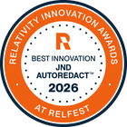 Best Innovation – JND AutoRedact™ (2026); Presented by Relativity