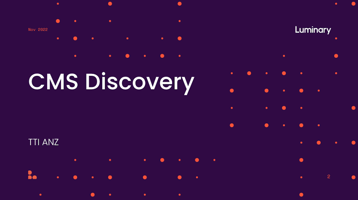 Discovery outputs for TTI