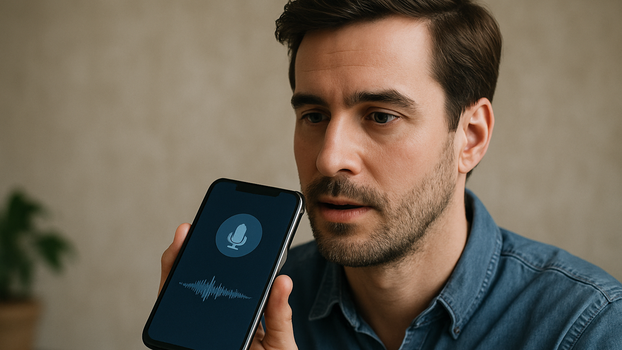Picture of a man using audio dictation