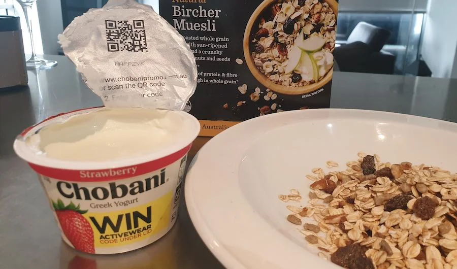 Chobani’s latest campaign includes a QR Code to enter the competition to win Active Wear.