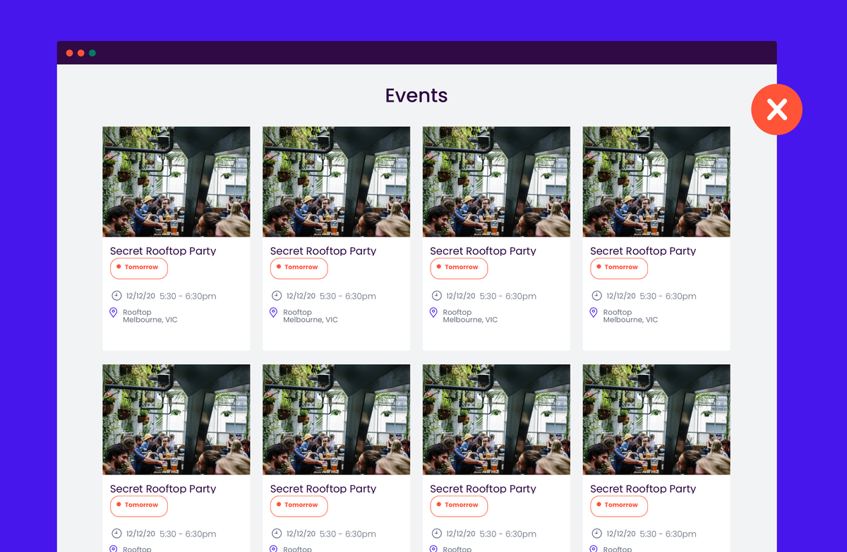 Event page without design QA