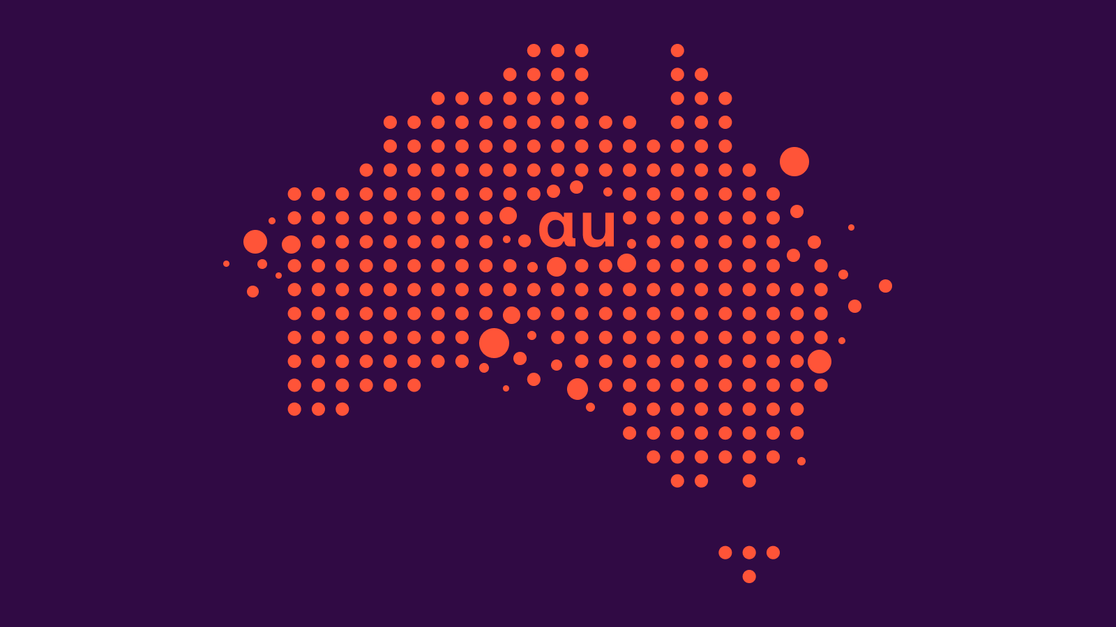 Map of Australia made up of dots with the letters