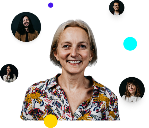 Picture of luminary team members within sunrise graphic