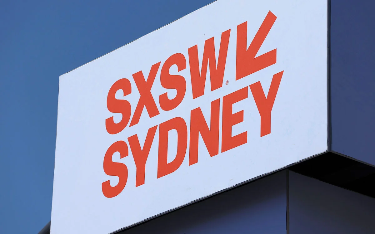 Picture of the SXSW Sydney sign against a blue sky