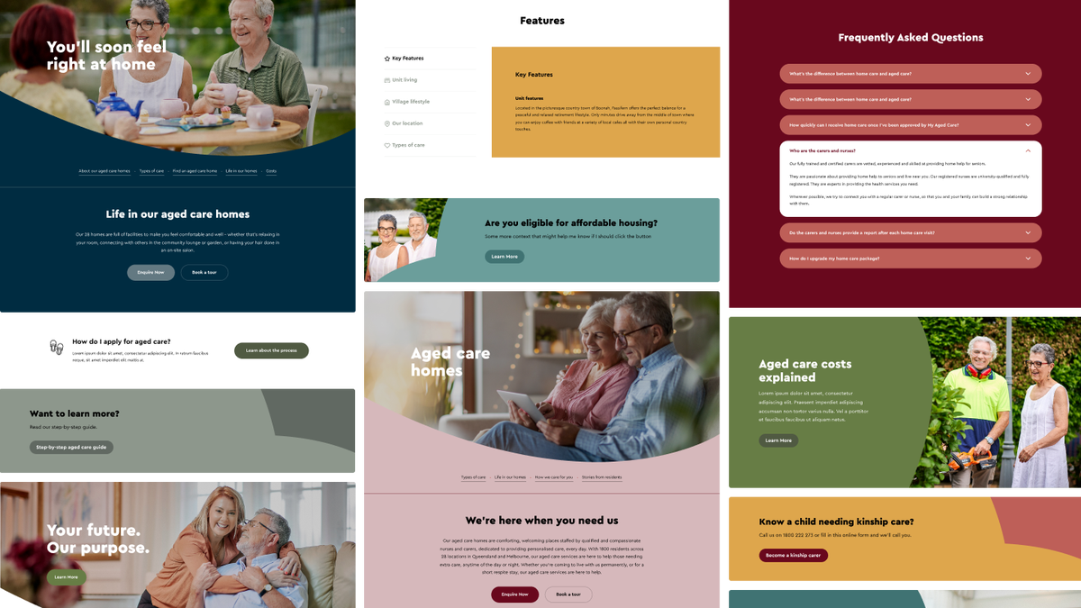 Churches of Christ website - montage of Aged Care pages