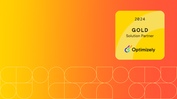 Optimizely badge on yellow-orange gradient background with Luminary brand detail